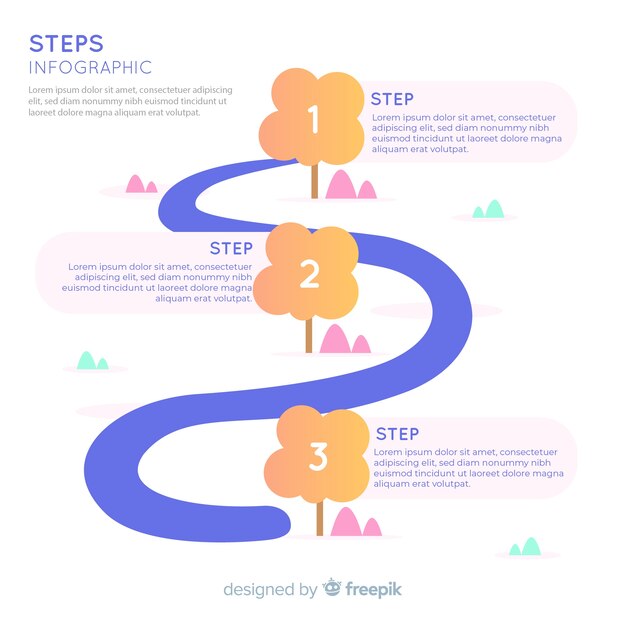 Flat colorful numbered step infographic