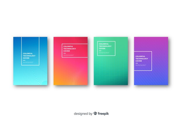 Flat colorful technology cover collection