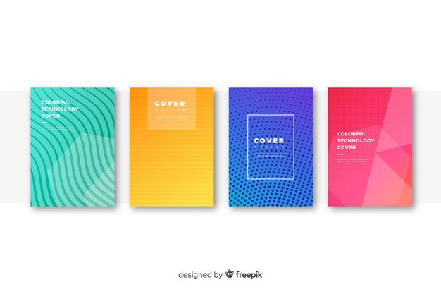 Flat colorful technology cover collection