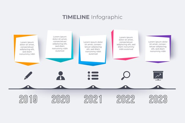 Flat colorful timeline infographic