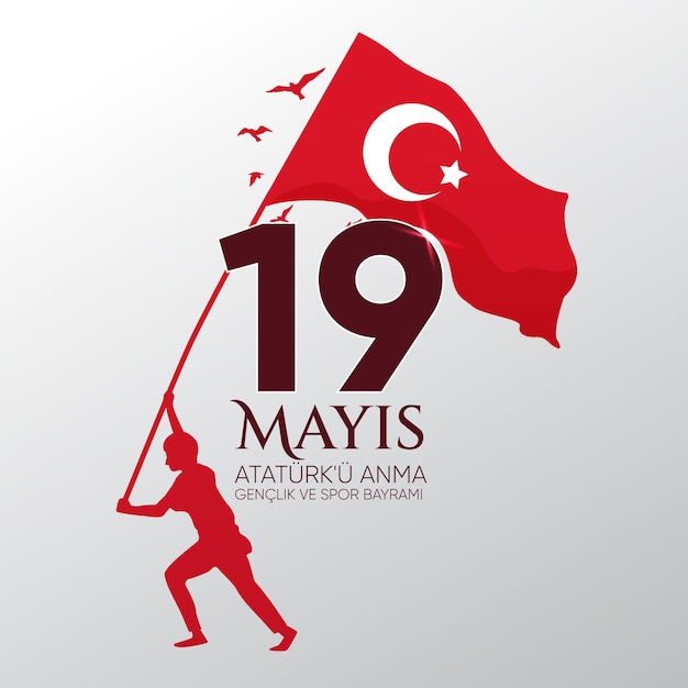 Free vector flat commemoration of ataturk, youth and sports day illustration