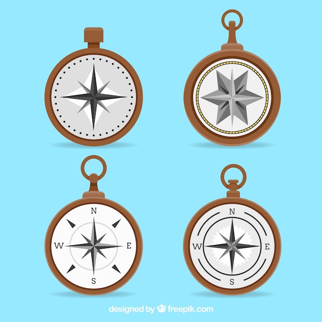 Free Vector flat compass collection