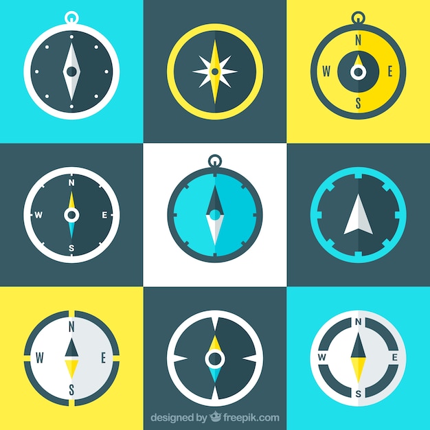 Free Vector flat compass collection