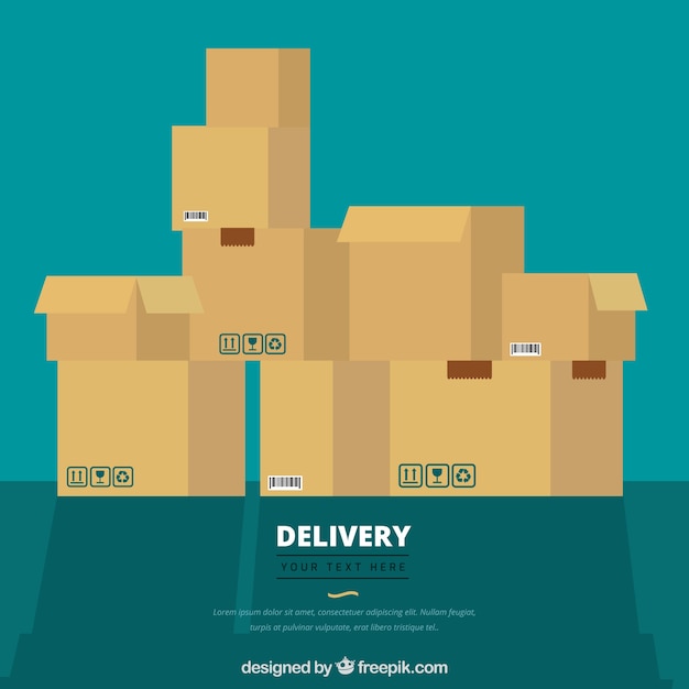 Free Vector flat composition with piled carton boxes