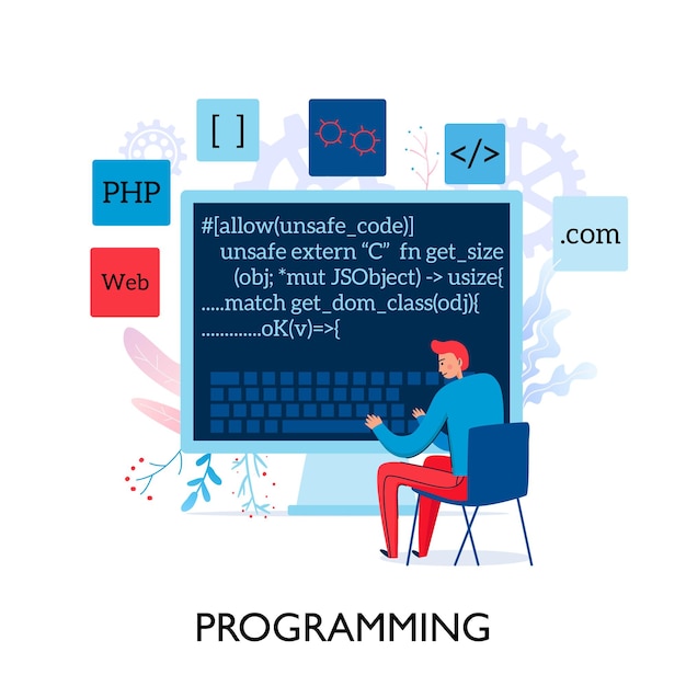 Flat composition with programmer testing programs illustration