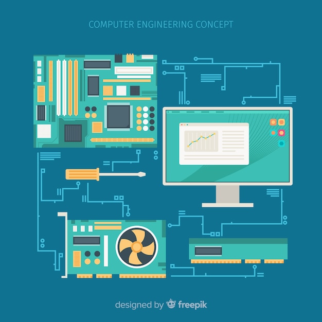 Free Vector flat computer engineering concept