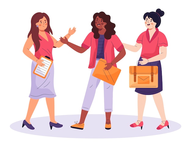 Flat confident female entrepreneurs illustration