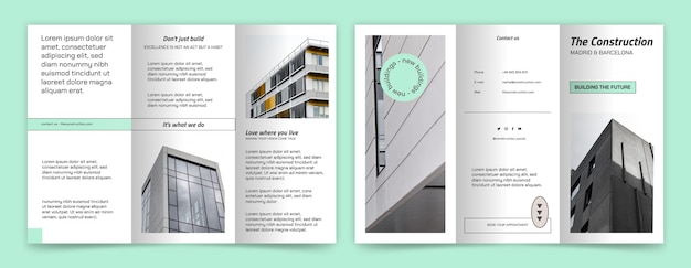 Free Vector flat construction brochure template