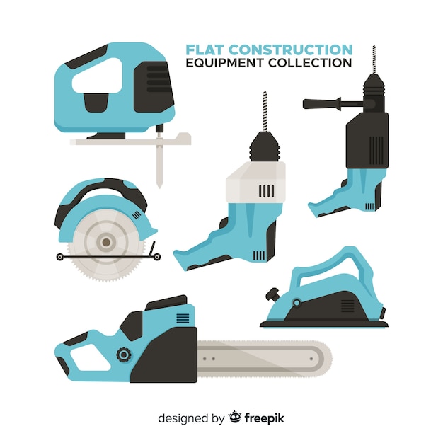 Free Vector flat construction equipment collection