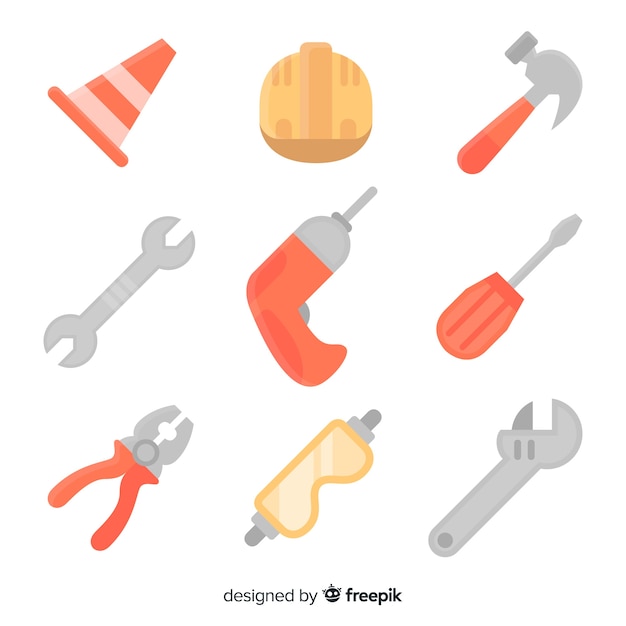 Free vector flat construction equipment collection