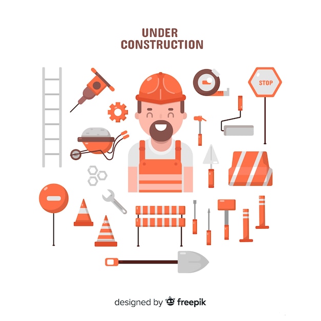 Free Vector flat construction equipment collection