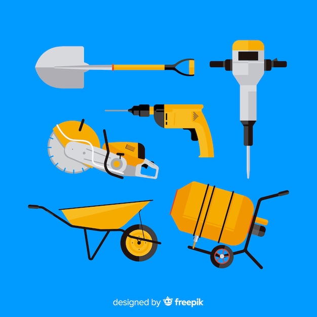 Free vector flat construction equipment collection