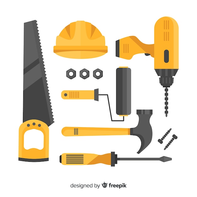 Free Vector flat construction equipment collection