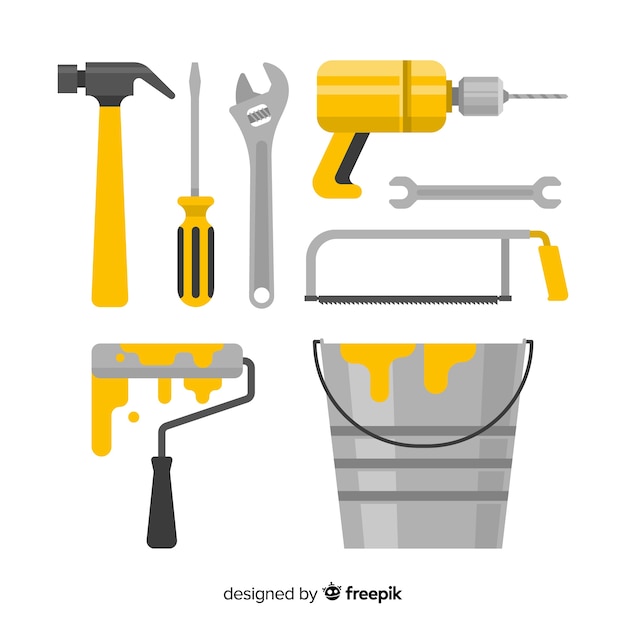 Free Vector flat construction equipment collection