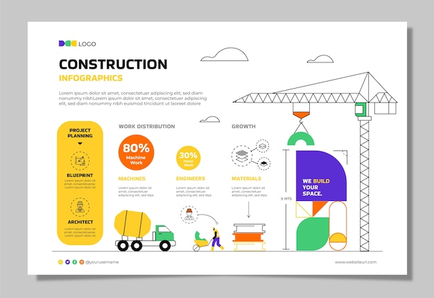 Free Vector flat construction infographic template