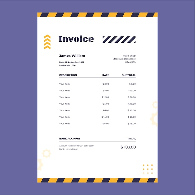 Flat construction invoice template