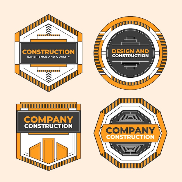 Free Vector flat construction labels collection