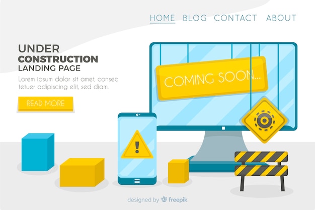 Free Vector flat under construction landing page