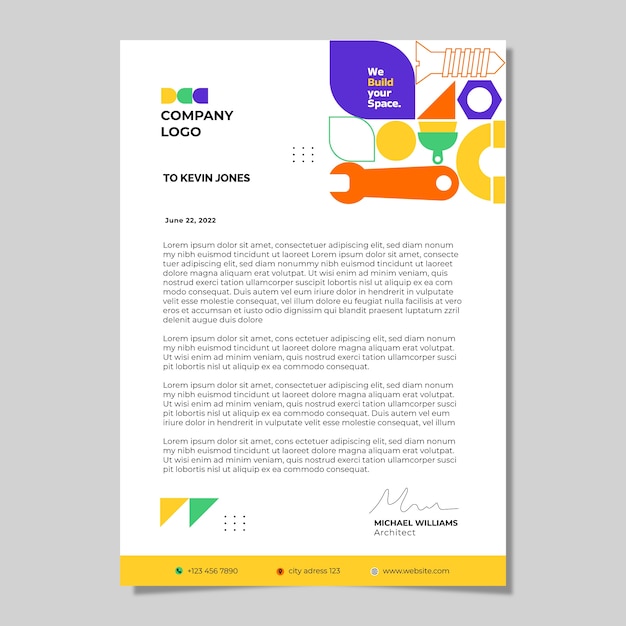 Flat construction letterhead template