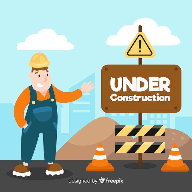 Free Vector flat under construction sign background with laborer