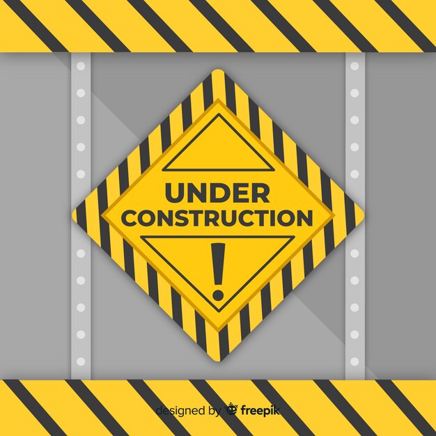 Flat under construction sign background