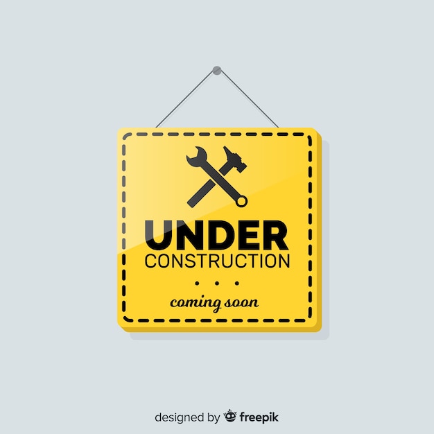 Flat under construction sign background