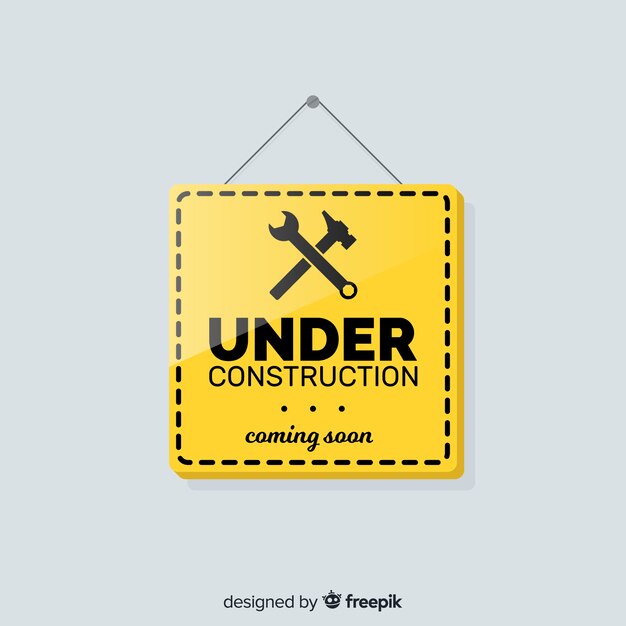 Flat under construction sign background