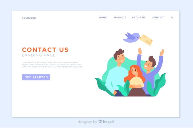 Flat contact landing page template