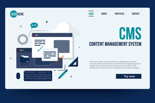 Flat content management system landing page