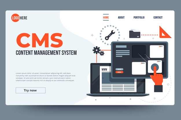 Flat content management system web template