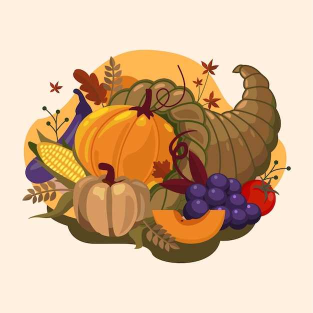 Flat cornucopia illustration