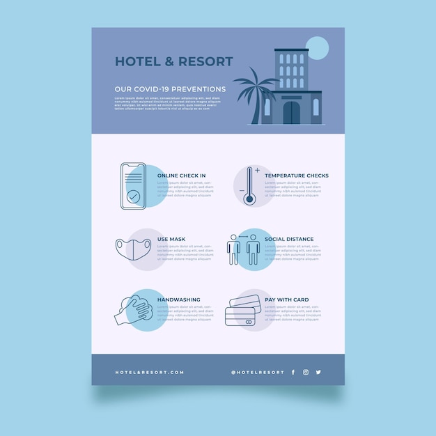 Free vector flat coronavirus prevention poster for hotels