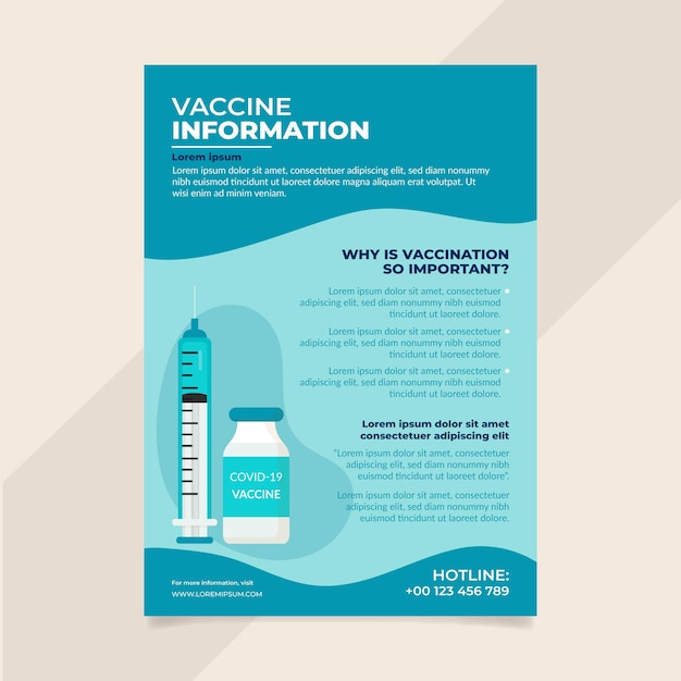 Flat coronavirus vaccination flyer template