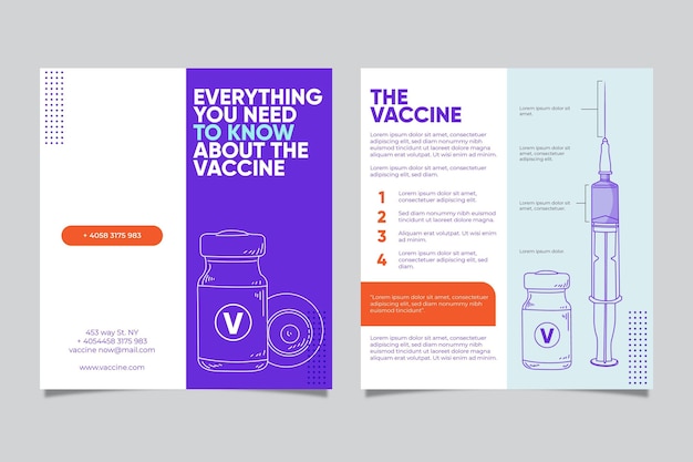 Flat coronavirus vaccination informative brochure