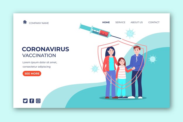 Flat coronavirus vaccine web template illustrated