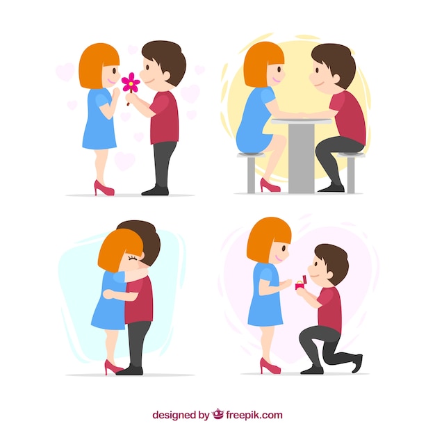 Free Vector flat couple collection for valentine