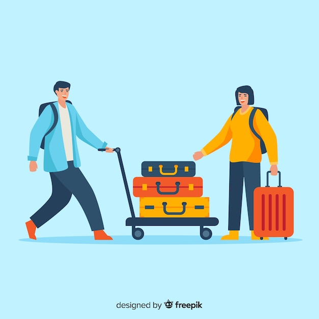 Free Vector flat couple traveling