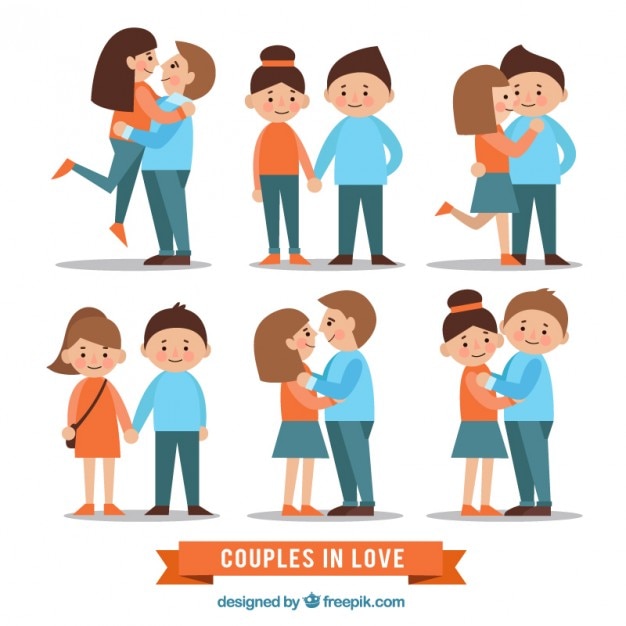 Free Vector flat couples in love collection