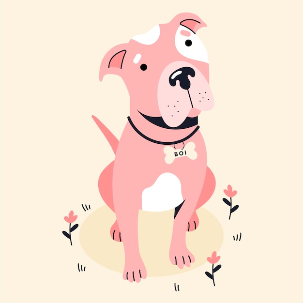 Flat creative pitbull illustration