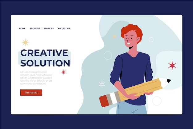 Flat creative solution landing page