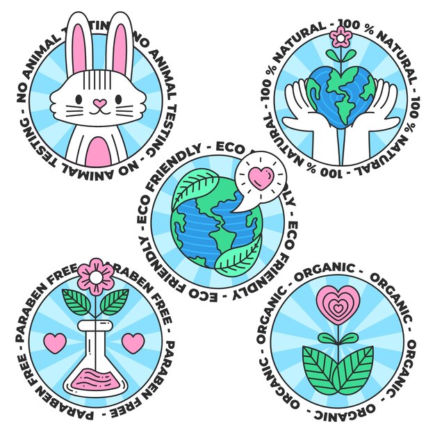 Flat cruelty free badge collection