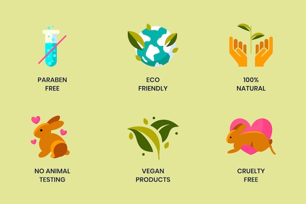 Free Vector flat cruelty free badge collection