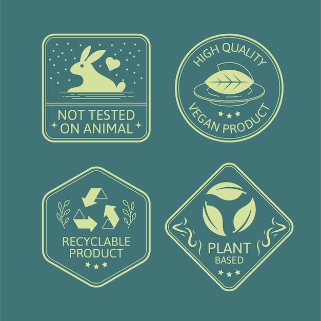 Free Vector flat cruelty free badge pack