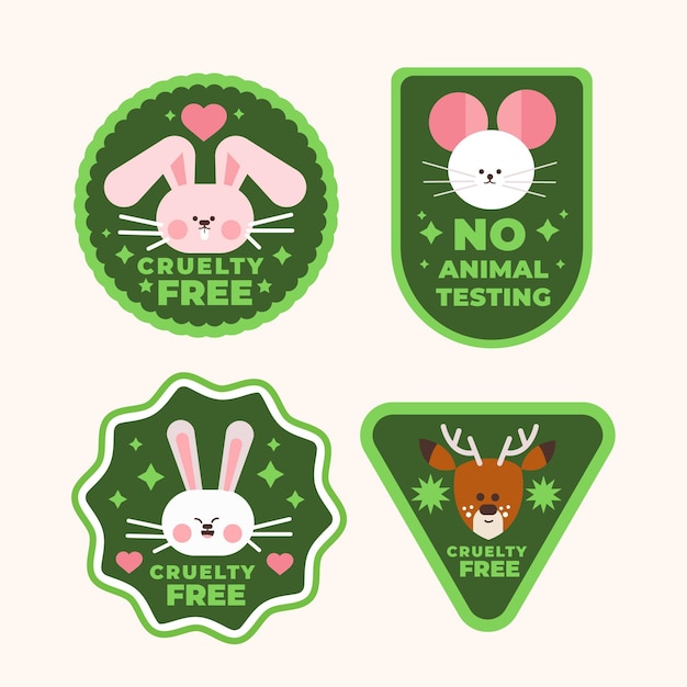 Free Vector flat cruelty free badge pack