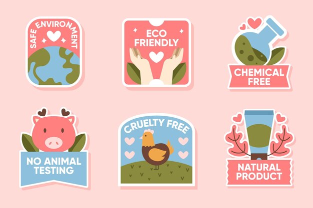 Flat cruelty free badge set