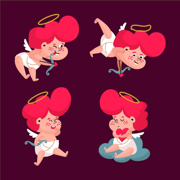 Flat cupid character pack