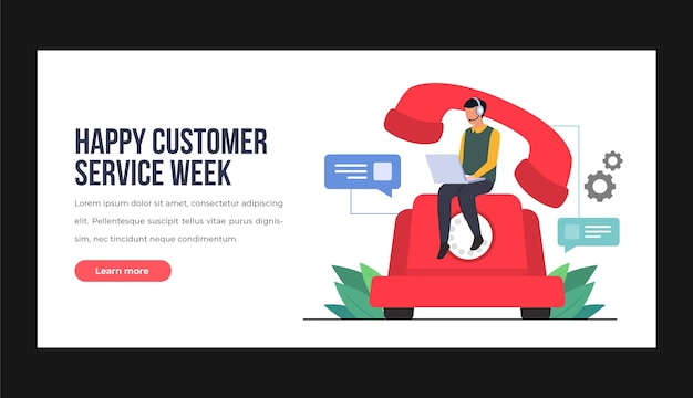 Free Vector flat customer service week horizontal banner template