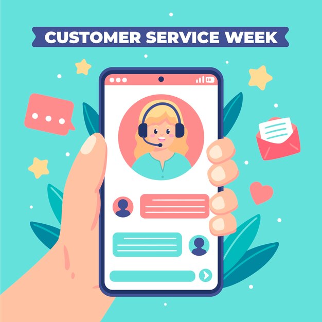 Flat customer service week illustration