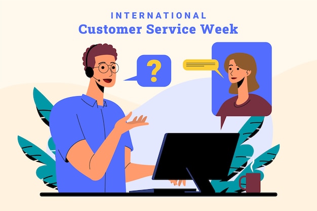 Free Vector flat customer service week illustration