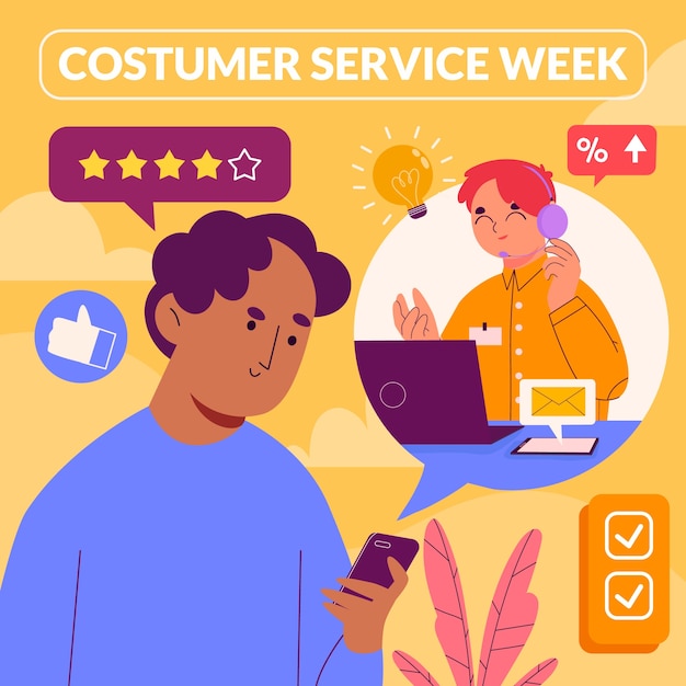 Free Vector flat customer service week illustration